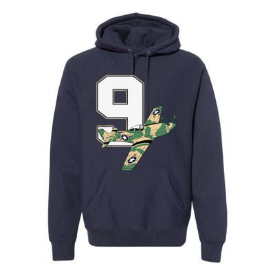 9th Birthday Military Plane Aircraft Fighter 9 Year Old Premium Hoodie