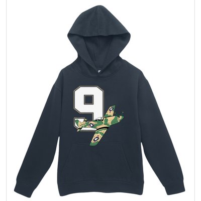 9th Birthday Military Plane Aircraft Fighter 9 Year Old Urban Pullover Hoodie