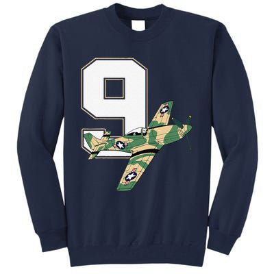 9th Birthday Military Plane Aircraft Fighter 9 Year Old Tall Sweatshirt