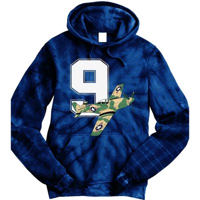 9th Birthday Military Plane Aircraft Fighter 9 Year Old Tie Dye Hoodie