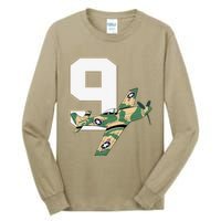 9th Birthday Military Plane Aircraft Fighter 9 Year Old Tall Long Sleeve T-Shirt