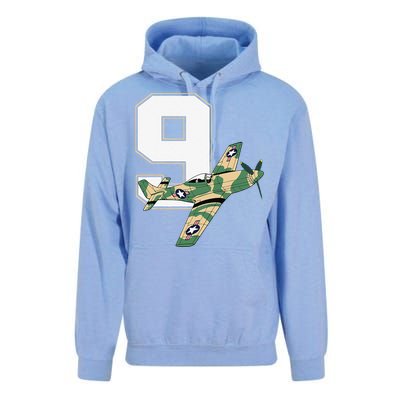 9th Birthday Military Plane Aircraft Fighter 9 Year Old Unisex Surf Hoodie