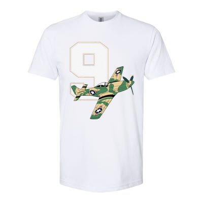 9th Birthday Military Plane Aircraft Fighter 9 Year Old Softstyle CVC T-Shirt