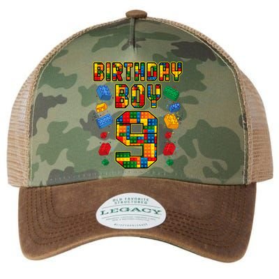 9th Birthday Master Builder 9 Years Old Block Building Legacy Tie Dye Trucker Hat