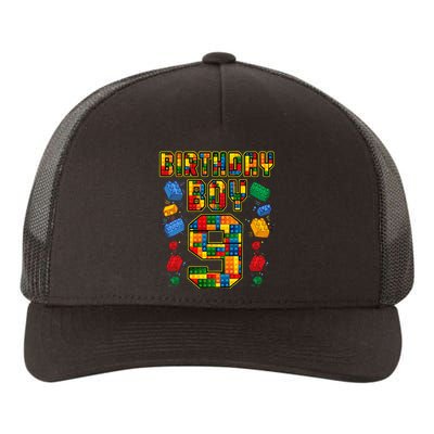 9th Birthday Master Builder 9 Years Old Block Building Yupoong Adult 5-Panel Trucker Hat