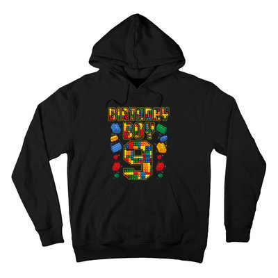 9th Birthday Master Builder 9 Years Old Block Building Hoodie