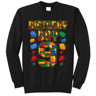 9th Birthday Master Builder 9 Years Old Block Building Sweatshirt