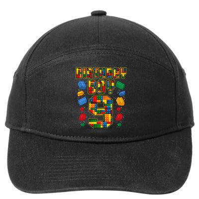 9th Birthday Master Builder 9 Years Old Block Building 7-Panel Snapback Hat