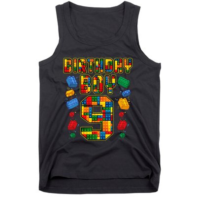 9th Birthday Master Builder 9 Years Old Block Building Tank Top