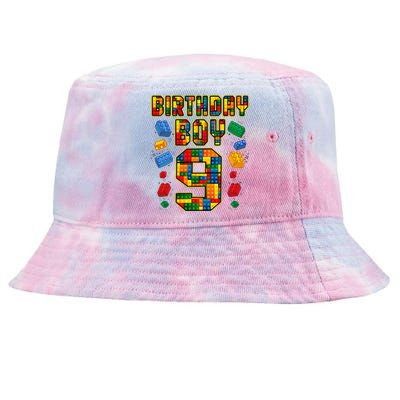 9th Birthday Master Builder 9 Years Old Block Building Tie-Dyed Bucket Hat