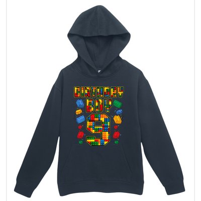 9th Birthday Master Builder 9 Years Old Block Building Urban Pullover Hoodie