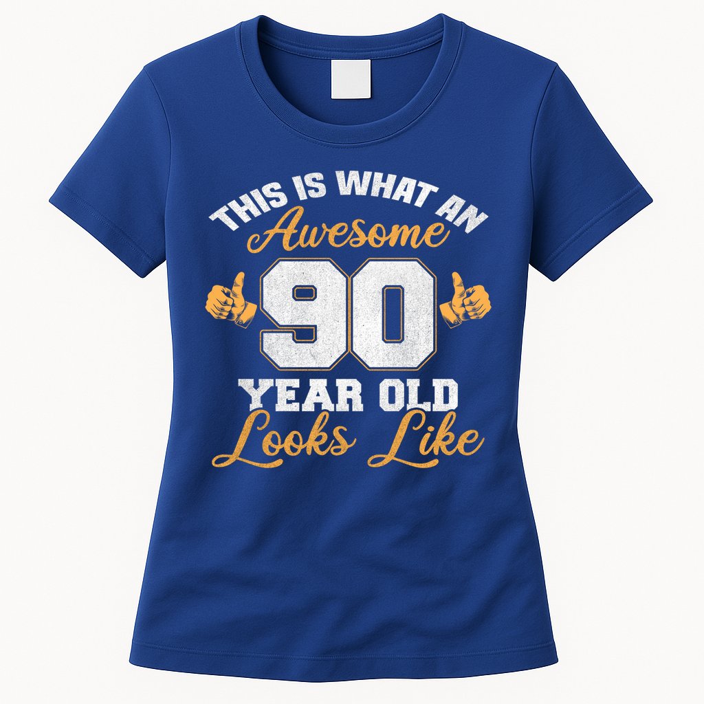90th Birthday Novelty Gift Awesome 90 Year Old Cool Gift Womens T-Shirt