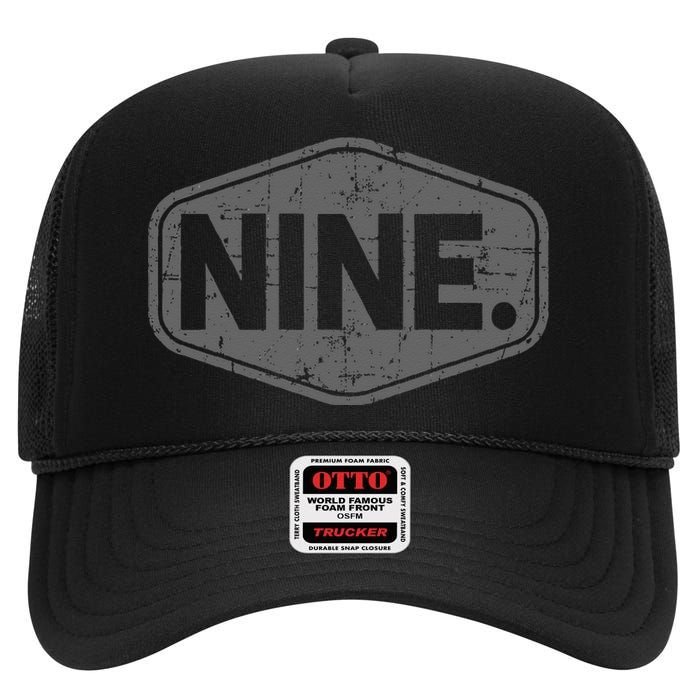 9th Birthday Of Boy Or Girl 9 Years Old Nine High Crown Mesh Back Trucker Hat