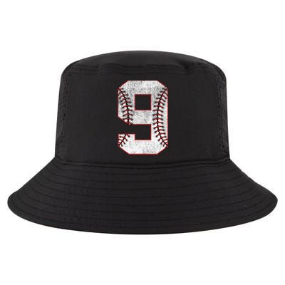 9th Birthday party Nine 9 Year Old Baseball Bday Cool Comfort Performance Bucket Hat