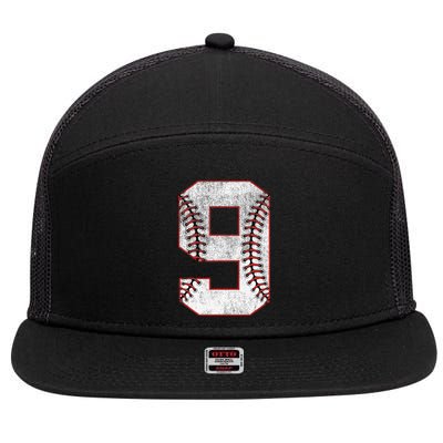 9th Birthday party Nine 9 Year Old Baseball Bday 7 Panel Mesh Trucker Snapback Hat