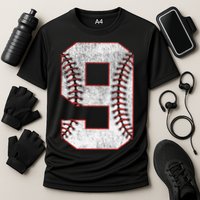 9th Birthday party Nine 9 Year Old Baseball Bday Cooling Performance Crew T-Shirt