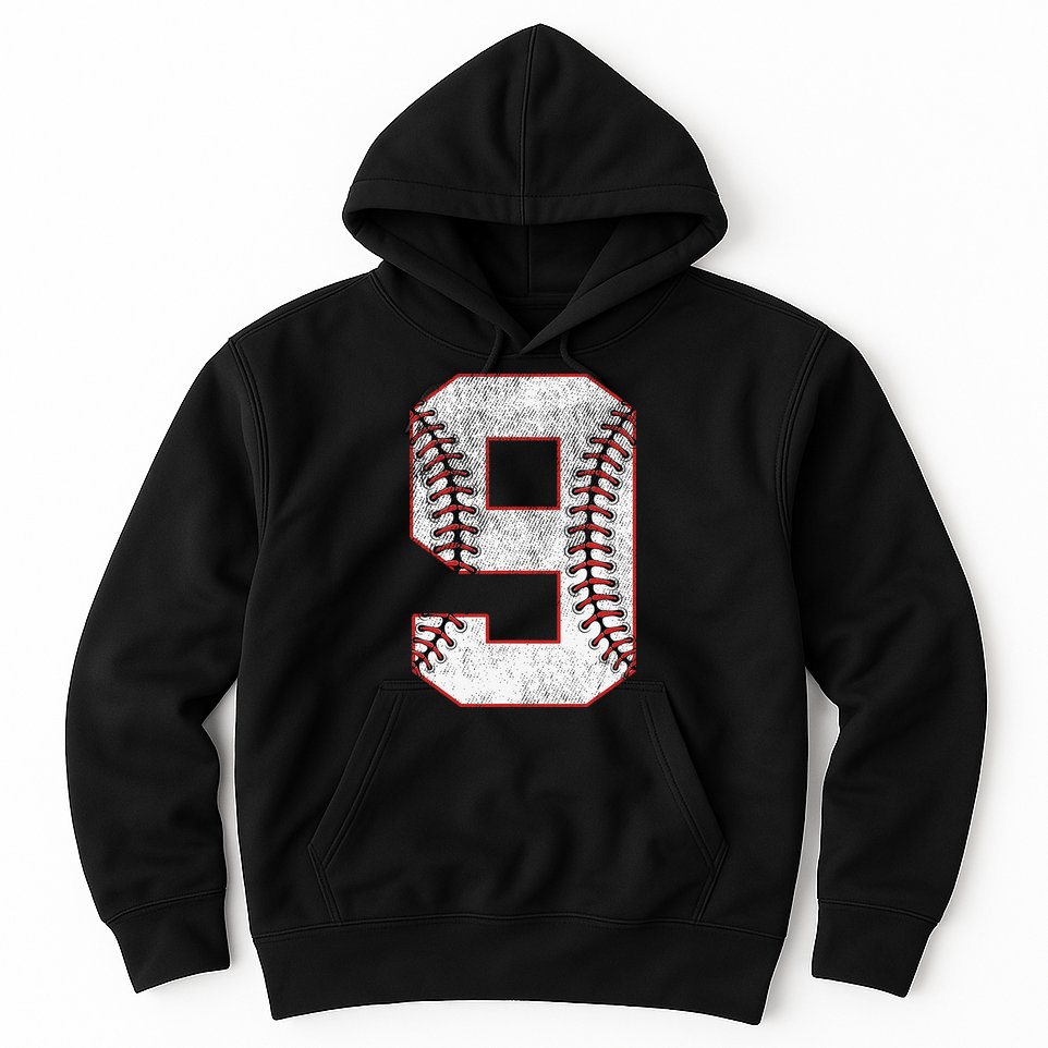 9th Birthday party Nine 9 Year Old Baseball Bday Hoodie