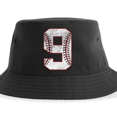 9th Birthday party Nine 9 Year Old Baseball Bday Sustainable Bucket Hat