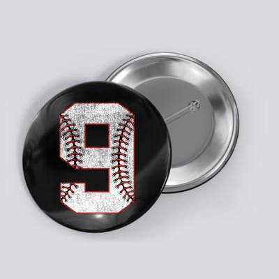 9th Birthday party Nine 9 Year Old Baseball Bday Button