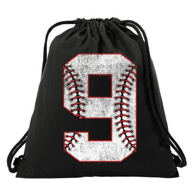 9th Birthday party Nine 9 Year Old Baseball Bday Drawstring Bag