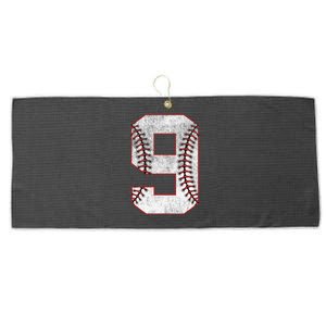 9th Birthday party Nine 9 Year Old Baseball Bday Large Microfiber Waffle Golf Towel