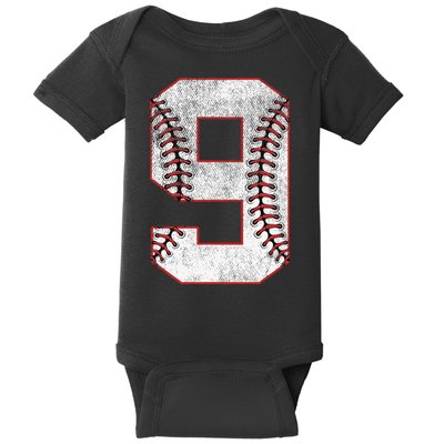9th Birthday party Nine 9 Year Old Baseball Bday Baby Bodysuit