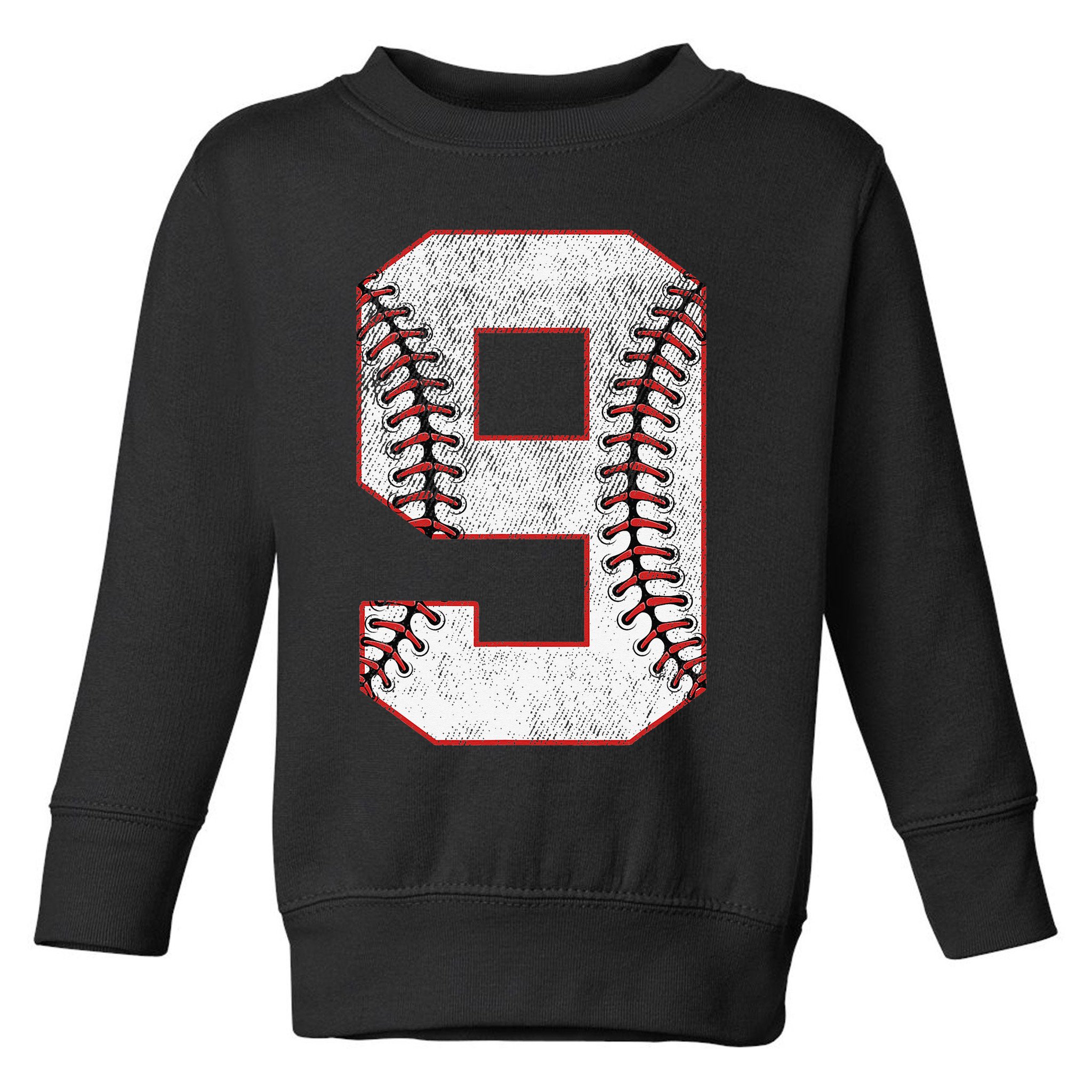 9th Birthday party Nine 9 Year Old Baseball Bday Toddler Sweatshirt
