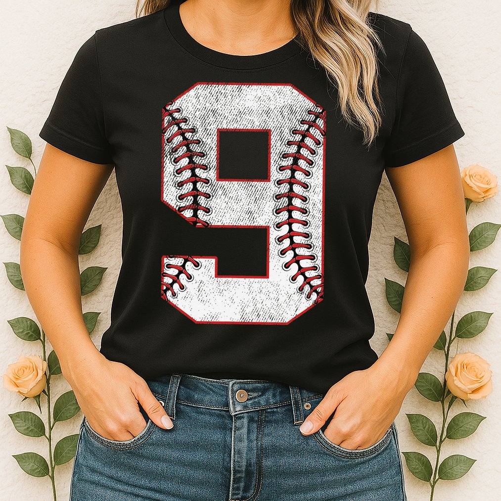 9th Birthday party Nine 9 Year Old Baseball Bday Womens T-Shirt