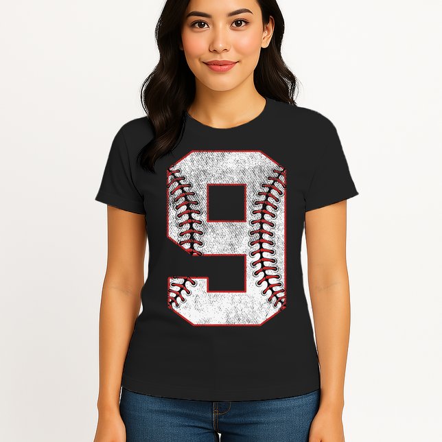 9th Birthday party Nine 9 Year Old Baseball Bday Womens T-Shirt