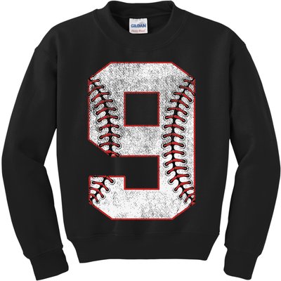 9th Birthday party Nine 9 Year Old Baseball Bday Kids Sweatshirt