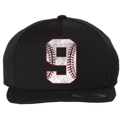9th Birthday party Nine 9 Year Old Baseball Bday Wool Snapback Cap