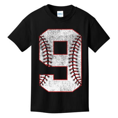 9th Birthday party Nine 9 Year Old Baseball Bday Kids T-Shirt