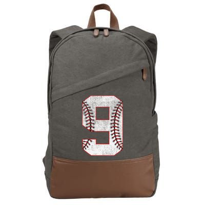 9th Birthday party Nine 9 Year Old Baseball Bday Cotton Canvas Backpack