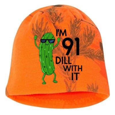 91st Birthday Pickle Funny IM 91 Dill With It Gift Kati - Camo Knit Beanie