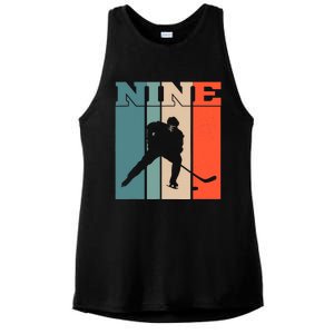 9th Birthday Retro Ice Hockey 9 Years Old Boy Girl Ladies PosiCharge Tri-Blend Wicking Tank