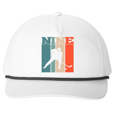 9th Birthday Retro Ice Hockey 9 Years Old Boy Girl Snapback Five-Panel Rope Hat