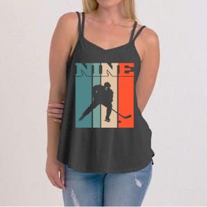 9th Birthday Retro Ice Hockey 9 Years Old Boy Girl Women's Strappy Tank