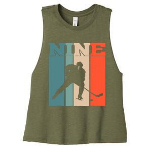 9th Birthday Retro Ice Hockey 9 Years Old Boy Girl Women's Racerback Cropped Tank