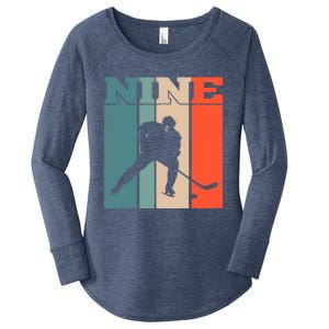 9th Birthday Retro Ice Hockey 9 Years Old Boy Girl Women's Perfect Tri Tunic Long Sleeve Shirt