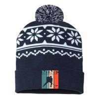 9th Birthday Retro Ice Hockey 9 Years Old Boy Girl USA-Made Snowflake Beanie