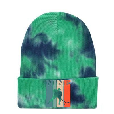 9th Birthday Retro Ice Hockey 9 Years Old Boy Girl Tie Dye 12in Knit Beanie