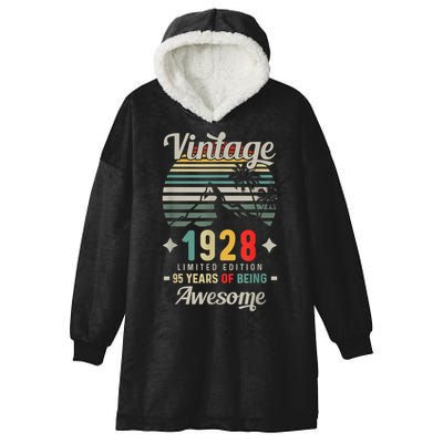 95th Birthday Retro 95 Years Being Awesome Tees Vintage Car Hooded Wearable Blanket