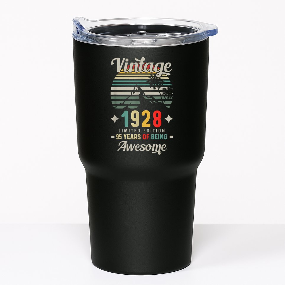 95th Birthday Retro 95 Years Being Awesome Tees Vintage Car Tumbler