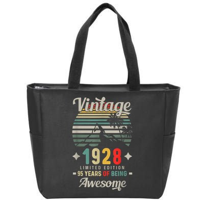 95th Birthday Retro 95 Years Being Awesome Tees Vintage Car Zip Tote Bag