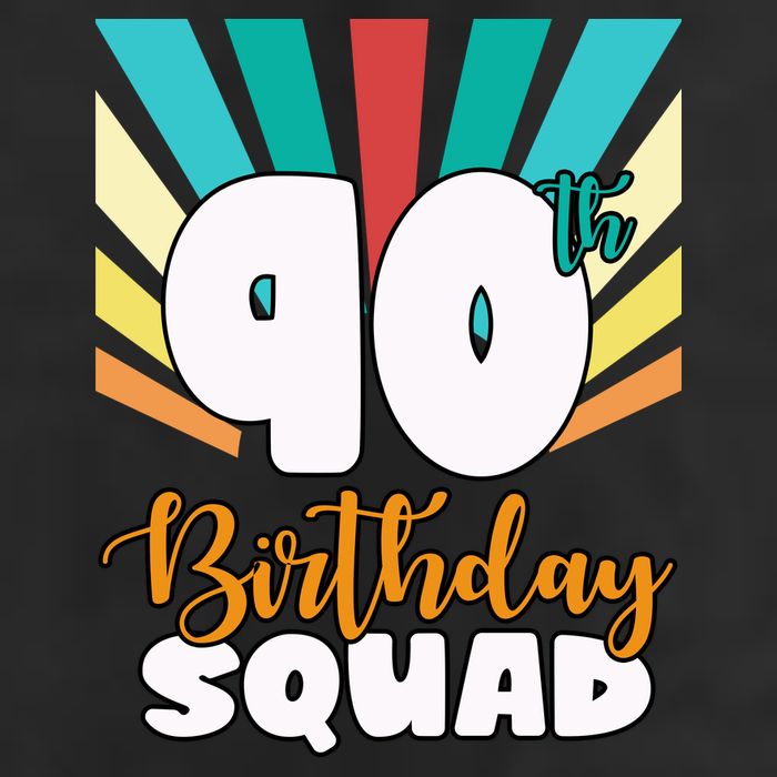 90th Birthday Squad 90 Years Old 7 Panel Mesh Trucker Snapback Hat