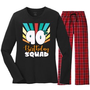 90th Birthday Squad 90 Years Old Women's Long Sleeve Flannel Pajama Set 