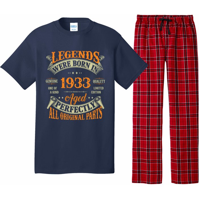 90th Birthday Tee Vintage Legends Born In 1933 90 Years Old Pajama Set