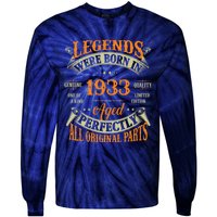 90th Birthday Tee Vintage Legends Born In 1933 90 Years Old Tie-Dye Long Sleeve Shirt