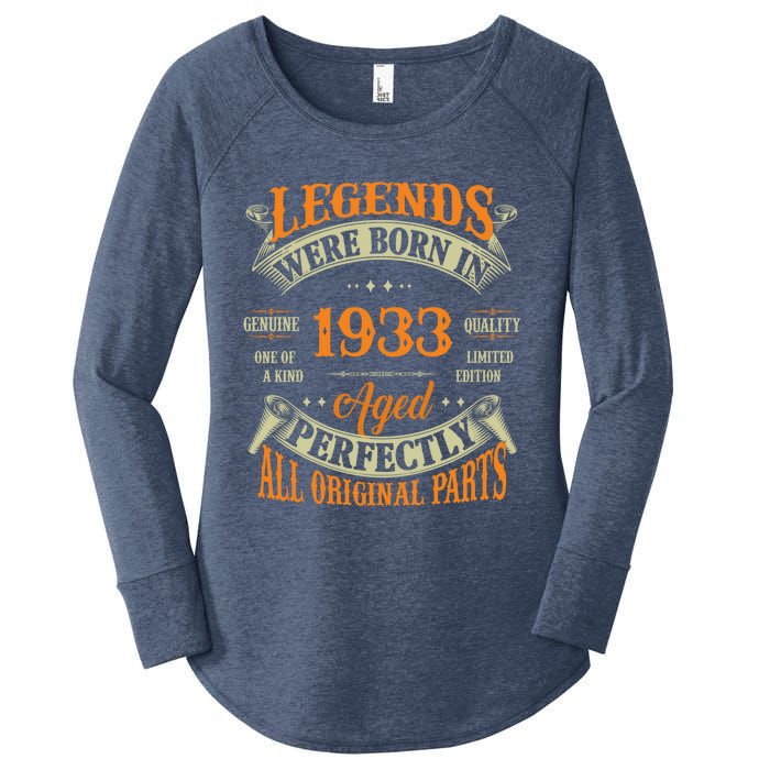 90th Birthday Tee Vintage Legends Born In 1933 90 Years Old Women's Perfect Tri Tunic Long Sleeve Shirt