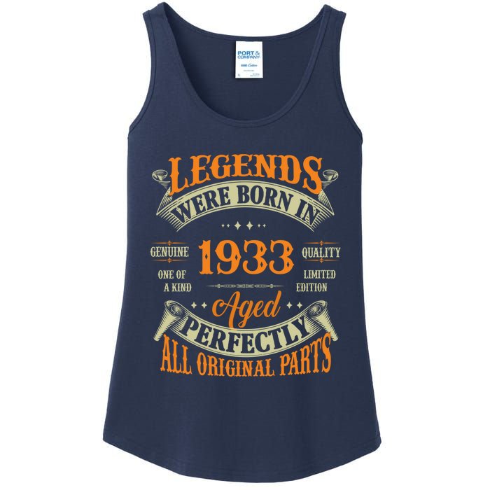 90th Birthday Tee Vintage Legends Born In 1933 90 Years Old Ladies Essential Tank